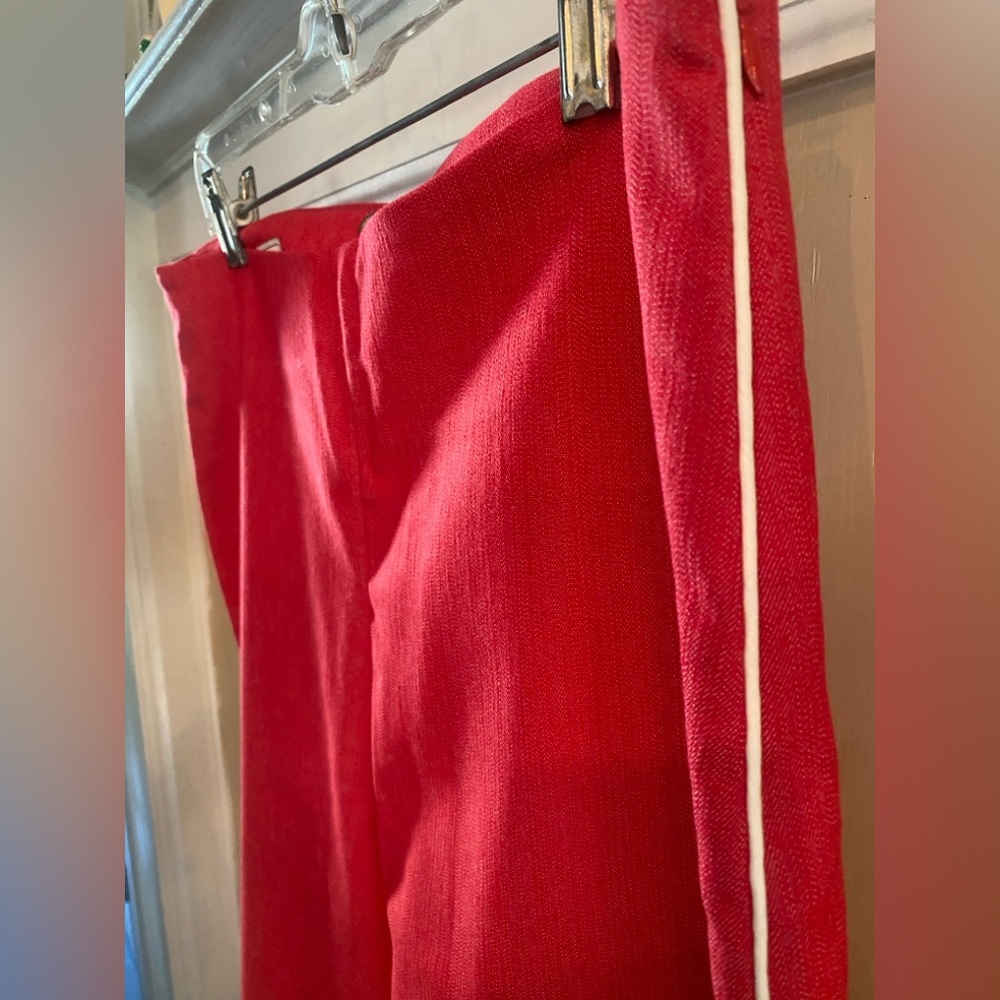 Extra Wide Leg red pants with piping and bow. L